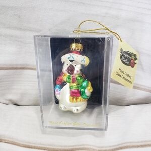 Designers Studio Handcrafted Glass Ornament Christmas Penguin 3 Inch With Box